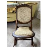 Victorian Style Folding Rocking Chair with Carved