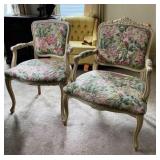 Two French Style Armchairs with Painted Frame and