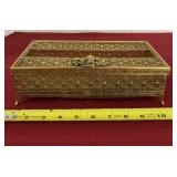 Gold Filigree Brass Tissue Holder with Decorative