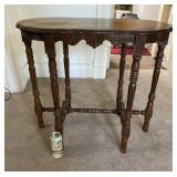 Edwardian Style Walnut Side Table with Scalloped
