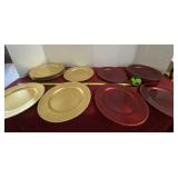 Plastic Red and Gold Plated Plates