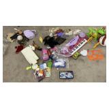 All Toys on Floor with Plastic Zip Up Bag