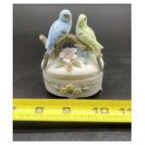 Lefton Trinket Box with Two Porcelain Parakeets