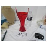 Ruby Red Swung Art Vase From Japan