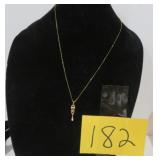 14K Chain With 10K Seed Pearl And Teardrop Dangle