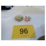 Gold Tone Faux Pearls And Rhinestones Signed