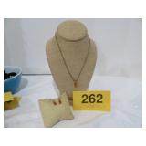 925 Orange Sapphire Necklace And Earrings