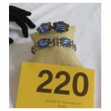 Vtg Beautiful Sterling Cobalt Glass Bracelet Set