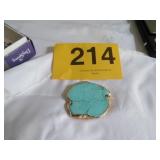 Raw Turquoise Slab With Gold Plated