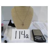 925 Sterling Cross Necklace With Stone (2.98G)