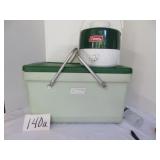 Vtg Coleman Two Green Insulated Cooler With