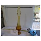 Fenton Amber Glass Swung Thumbprint 16 Inch Vase