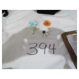 Vtg Blue Enamel Daisy Flower Brootch
