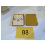 Vtg New Gold Plated Earrings/ Necklace