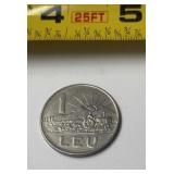 1966 Romanian  1 Leu Coin