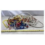 Various shock cords and bungee ties