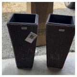 2pc Wicker Planter Set nib