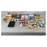 Vtg paperbacks, Bible, auction catalogs, and