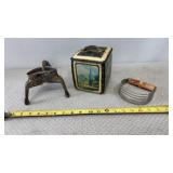 Antique lithographed tin box with landscape