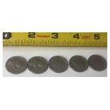 5-U.S. Buffalo nickels (Indian Head nickels)
