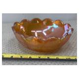 Jeannette Crackle Style Marigold Carnival Glass