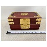 Chinese rosewood and brass-accented jewelry box