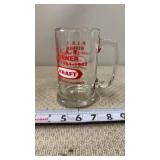 Kraft heavy glass beer mug features a red