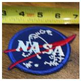 Vtg NASA Emblem Iron On Patch w Stars 3 inch  Red