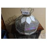 LEAD GLASS SHADE, ONE SMALL PANE IS