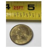 1972 France 20 Centimes coin featuring the