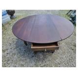 Vintage dark wood gateleg table, 72x 26- 72.5 x