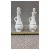 2-Vintage Wheaton White Milk Glass Eagle Cruet /