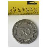 1949 German 50 Pfennig coin from the Bank