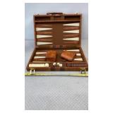 Vtg style backgammon set features a brown