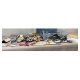 Tote with Lid of Model Car Parts, Paints, Battery