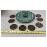 Roseville Hyde Park green ceramic ashtray