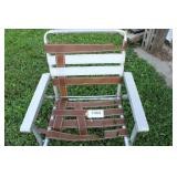 ALUMINUM LAWN CHAIR, NEEDS REWEBBED