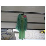 Vtg Green Gingham Sundress With Handmade Shawl