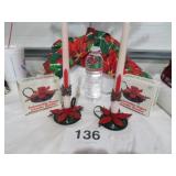 Poinsettia Metal Candle Holders With Candles