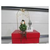 Vtg Snowman Plastic Holly Ball Wind Chime