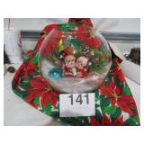 Vtg Glass Flocked  Mr./Mrs. Santa Clause Center