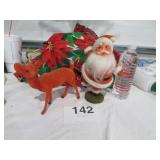 1950S Flocked Dancing 9 In Tall Santa /Flocked