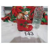 Vtg Boot, Flocked Santa, Pixie Elf