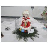 Vtg Ceramic Mrs. Claus Knitting 13 In Tall