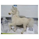 Vtg Unicorn Figure Fur Felt White /Gold Hard