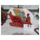 Vtg Sleigh Hold Christmas Cards