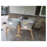 Vtg Wheeling Wash Tubs With Stand