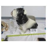 Vtg English Bull Dog Chalkware Bank Very Heavy