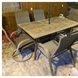 Patio Table with Tile Top, Umbrella, Umbrella