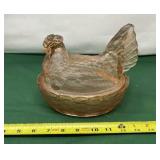 Pink Iridescent Glass Hen on Nest